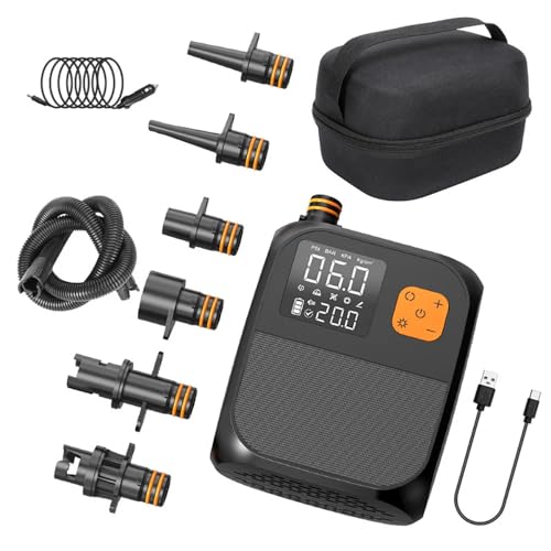 8000mAh 25PSI SUP Elektrische Luftpumpe mit Akku, Wwiederaufladbarer, Auto-Off, Aufblas- und Entleerungsfunktion Inflation SUP Pumpe für Paddelboards, Surfkite, Kajak, Matratzen, Wassersport (Schwarz) 8000mAh 25PSI SUP Elektrische Luftpumpe mit Akku, Wwiederaufladbarer, Auto-Off, Aufblas- und Entleerungsfunktion Inflation SUP Pumpe für Paddelboards, Surfkite, Kajak, Matratzen, Wassersport (Schwarz) von JoyFan
