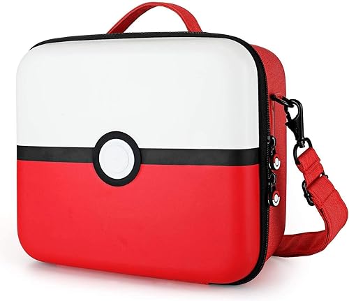 JoyHood Tasche für Switch & Switch OLED, Deluxe Harte Schutztasche für Switch Große mit 21 Spiel Kartenfächern, Tragetasche für Switch Konsolen & Zubehör (All-IN-ONE, Rot & Weiß) von JoyHood