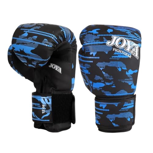 JOYA Kickbox Handschuhe Camo V2 - Blau 6 oz - Hergestellt aus hochwertigem Kunstleder - Kampfsport Sparring Handschuhe - Muay Thai Kickboxen - Boxhandschuhe - Punchinghandschuhe Joya Fight Gear von Joya Fight Gear