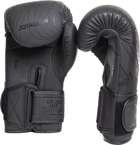 JOYA Kickbox Handschuhe Essentials - Schwarz 16 oz - Hergestellt aus hochwertigem Kunstleder - Kampfsport Sparring Handschuhe - Muay Thai Kickboxen - Boxhandschuhe - Punchinghandschuhe Joya Fight Gear von Joya Fight Gear