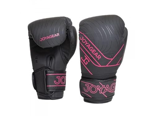 JOYA Kickbox Handschuhe Essentials - Schwarz Rosa 14oz - Hergestellt aus hochwertigem Kunstleder - Kampfsport Sparring Handschuhe - Muay Thai Kickboxen Boxhandschuhe Punchinghandschuhe Joya Fight Gear von Joya Fight Gear