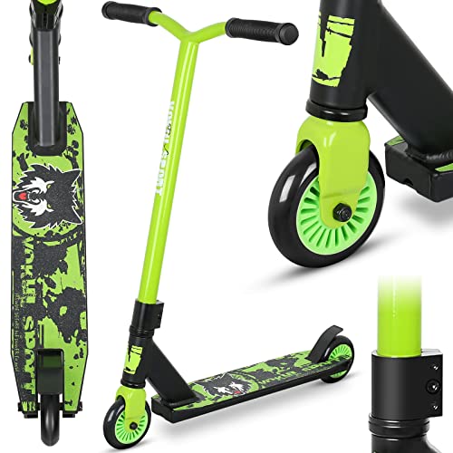 Pro Scooter - Trick Scooters | Einstiegs-Stunt-Scooter für Kinder ab 6-12 Jahren, leichter kompletter BMX Freestyle-Scooter für Anfänger (2022 Schwarz Grün) von Joycruise