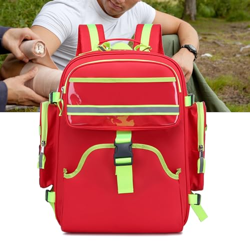 Joyfitness Erste-Hilfe-Trauma-Tasche mit Seitentaschen, Erste Hilfe Notfallrucksack, Erste-Hilfe-Rucksack, Tasche leer, für Camping, Wandern, Trekking, Abenteuer, Zuhause (nur Tasche) von Joyfitness