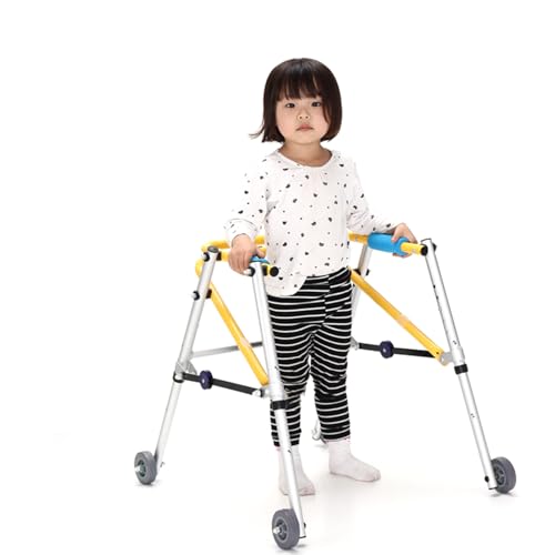 Joyfitness Klappbarer Gehhilfe für Kinder, Rollator für Kinder mit Zerebralparese, höhenverstellbar, mobiler Rollator mit 4 Rädern für behinderte Kinder mit Zerebralparese von Joyfitness