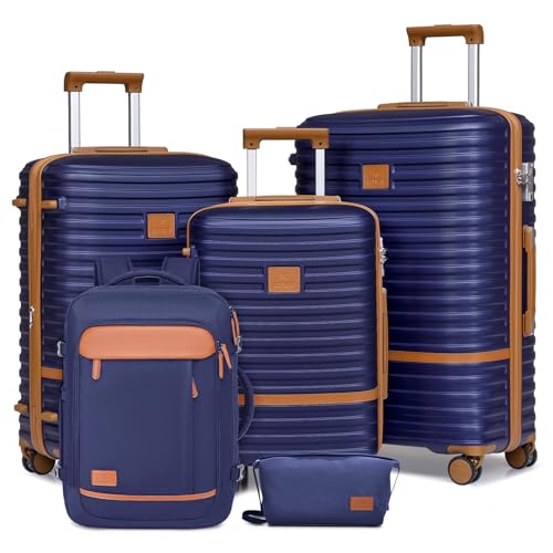 Joyway Handgepäck-Sets, Marineblau, 5 piece set, Erweiterbare Reise-Laggage mit TSA-Schloss von Joyway