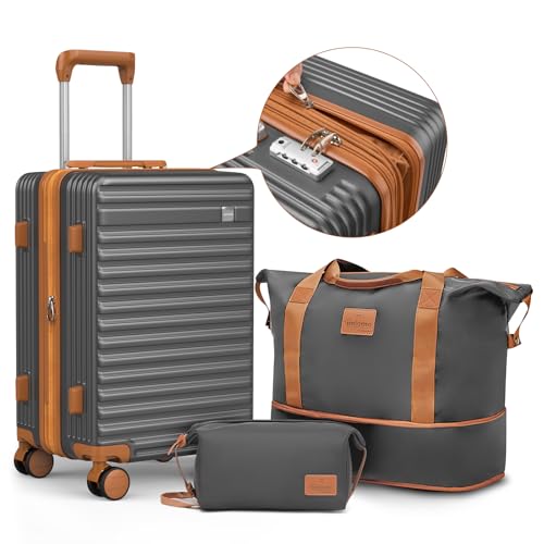 Joyway Hartschalen Koffer Set 3 Stück,Handgepäck Reisekoffer 4 Rollen Leicht, Rollkoffer mit Trolley und TSA-Schloss, S, 35L+30L,Grau Joyway Hartschalen Koffer Set 3 Stück,Handgepäck Reisekoffer 4 Rollen Leicht, Rollkoffer mit Trolley und TSA-Schloss, S, 35L+30L,Grau von Joyway