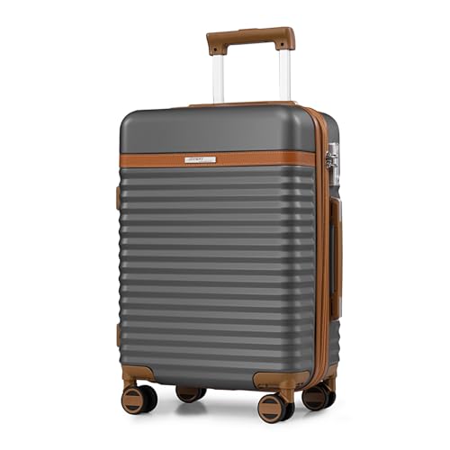 Joyway Koffer Trolley Reisekoffer von ABS Hartschalen Erweiterbar Trolley Kofferset mit 4 Rollen und TSA Schloss Grau von Joyway