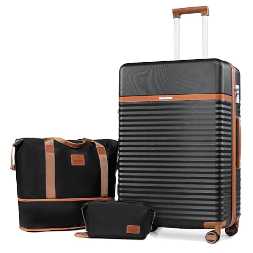 Joyway Kofferset 3 Teilig von ABS Hartschalen Erweiterbar Trolley Kofferset mit 4 Rollen und TSA Schloss Der Handgepäck Sets Enthält 1 Reisetasche und 1 Kulturbeutel Schwarz Joyway Kofferset 3 Teilig von ABS Hartschalen Erweiterbar Trolley Kofferset mit 4 Rollen und TSA Schloss Der Handgepäck Sets Enthält 1 Reisetasche und 1 Kulturbeutel Schwarz von Joyway