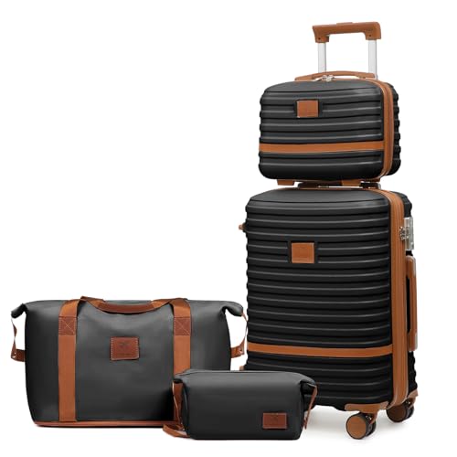 Joyway Kofferset 4 Teilig Hartschale mit 4 Rollen und TSA-Schloss Der Gepäcksets Enthält 1 Kosmetikkoffer 1 Reisetasche und 1 Kulturbeutel Schwarz Joyway Kofferset 4 Teilig Hartschale mit 4 Rollen und TSA-Schloss Der Gepäcksets Enthält 1 Kosmetikkoffer 1 Reisetasche und 1 Kulturbeutel Schwarz von Joyway