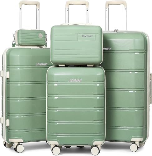 Joyway Kofferset 5tlg Hartschale mit 4 Rollen und TSA-Schloss Der Gepäcksets Enthält 1 Kosmetikkoffer und 1 Tragbare Tasche Grün/Weiß Joyway Kofferset 5tlg Hartschale mit 4 Rollen und TSA-Schloss Der Gepäcksets Enthält 1 Kosmetikkoffer und 1 Tragbare Tasche Grün/Weiß von Joyway