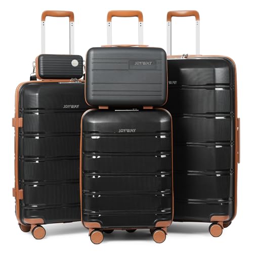 Joyway Kofferset 5tlg Hartschale mit 4 Rollen und TSA-Schloss Der Gepäcksets Enthält 1 Kosmetikkoffer und 1 Tragbare Tasche Schwarz/Braun Joyway Kofferset 5tlg Hartschale mit 4 Rollen und TSA-Schloss Der Gepäcksets Enthält 1 Kosmetikkoffer und 1 Tragbare Tasche Schwarz/Braun von Joyway