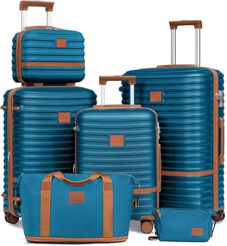 Joyway Kofferset Reisekoffer Set 6tlg Hartschale mit Beautycase Kosmetikkoffe mit 4 Rollen und TSA-Schloss Der Gepäcksets Enthält 1 Reisetasche und 1 Kulturbeutel Blau Joyway Kofferset Reisekoffer Set 6tlg Hartschale mit Beautycase Kosmetikkoffe mit 4 Rollen und TSA-Schloss Der Gepäcksets Enthält 1 Reisetasche und 1 Kulturbeutel Blau von Joyway