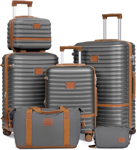 Joyway Kofferset Reisekoffer Set 6tlg Hartschale mit Beautycase Kosmetikkoffe mit 4 Rollen und TSA-Schloss Der Gepäcksets Enthält 1 Reisetasche und 1 Kulturbeutel Grau Joyway Kofferset Reisekoffer Set 6tlg Hartschale mit Beautycase Kosmetikkoffe mit 4 Rollen und TSA-Schloss Der Gepäcksets Enthält 1 Reisetasche und 1 Kulturbeutel Grau von Joyway