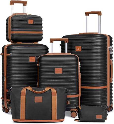 Joyway Kofferset Reisekoffer Set 6tlg Hartschale mit Beautycase Kosmetikkoffe mit 4 Rollen und TSA-Schloss Der Gepäcksets Enthält 1 Reisetasche und 1 Kulturbeutel Schwarz Joyway Kofferset Reisekoffer Set 6tlg Hartschale mit Beautycase Kosmetikkoffe mit 4 Rollen und TSA-Schloss Der Gepäcksets Enthält 1 Reisetasche und 1 Kulturbeutel Schwarz von Joyway