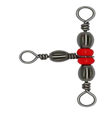 20 Stück Neuer Dreizack-Flaschenförmiger Dreizack-Ring mit 8 Wörtern, Ringsplitter, T-Wirbel, rote Perle, Wirbel, Angelzubehör(Color:6(size6x8)) von JrEam