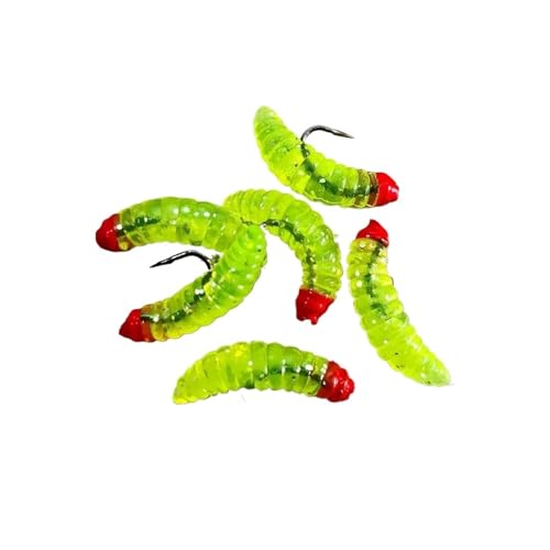 5 Stücke #10 Messing Perlenkopf schnell sinkende Nymphenmaden Bug Wurmfliegen Forellenfliegenfischen Köder 4cm(Yellow) von JrEam