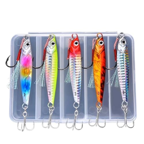 5 stücke Schnell Sinken Langsam Jig Metall Jig Köder Jigging Shore Casting Wolfsbarsch Tauchen Angeln Harter Köder Angeln Köder Tackle 7g-40g(B,21g) von JrEam