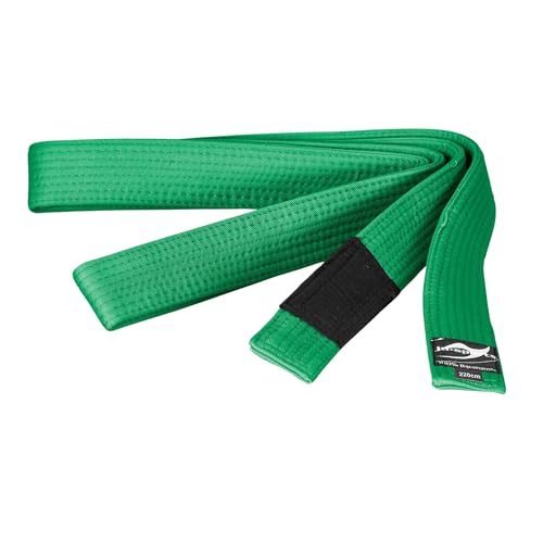 Ju-Sports BJJ Kindergürtel - grün, Baumwolle 4cm breit I BJJ Gürtel mit schwarzem Abschnitt für Zwischenstufen I Mehrfach gesteppt I 240 cm von Ju-Sports