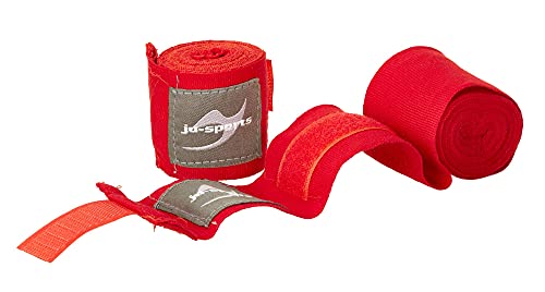 Ju-Sports Boxbandagen elastisch ca. 3m - rot I Box Bandagen aus Baumwolle mit Daumenschlaufe & Klettverschluss I Kickboxen, MMA, Muay Thai I Herren & Damen von Ju-Sports