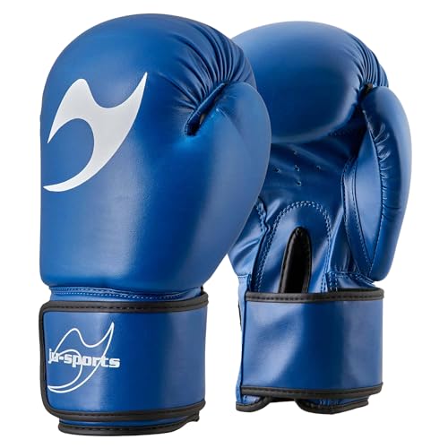 Ju-Sports Boxhandschuhe 10 oz. - Training, blau I PU-Kunstleder Boxhandschuh mit angenähtem Daumen & Klettverschluss I Box Handschuh für Herren & Damen von Ju-Sports