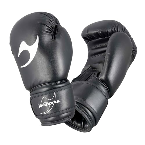 Ju-Sports Boxhandschuhe Kinder - schwarz I Boxhandschuhe mit geformtem Schaumstoffteil Für Sandsack- & leichtes Box Training I Mit Belüftung der Hand I Größe 4 oz. von Ju-Sports