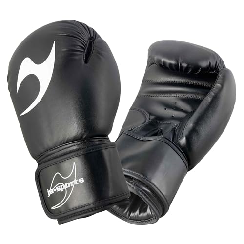 Ju-Sports Boxhandschuhe 10 oz. - Training, schwarz I PU-Kunstleder Boxhandschuh mit angenähtem Daumen & Klett I Box Handschuh für Herren & Damen von Ju-Sports