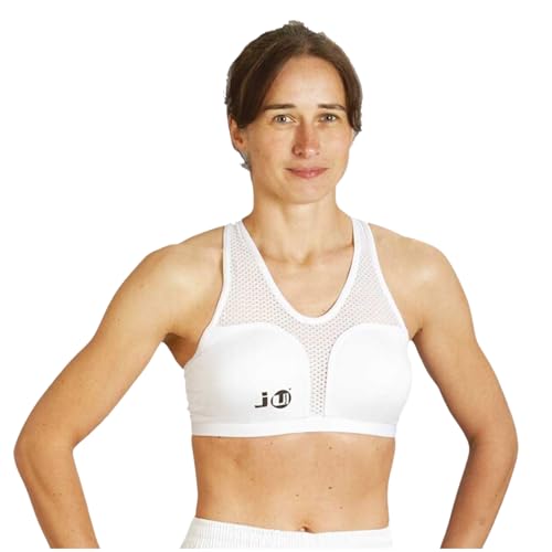 Ju-Sports Brustschutz für Damen Cool Guard komplett - weiß I Brustschutz Kampfsport mit abnehmbaren Hartplastikschalen & Lycra I Angenehm zu tragen I Größe S von Ju-Sports