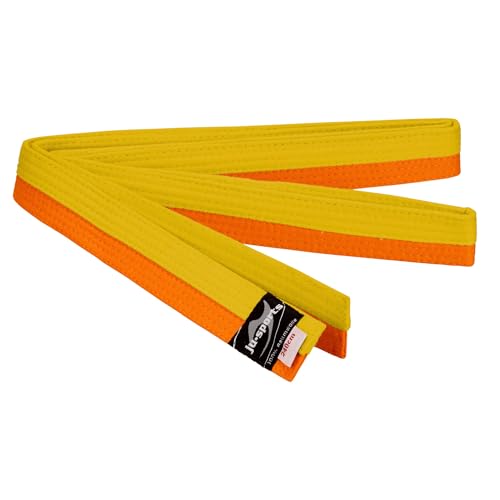 Ju-Sports Budogürtel - gelb/orange, Baumwolle I Kampfsport Gürtel Für Budo-Sportarten, Judo, Karate uvm. I Ca. 4 cm breiter Martial Arts Gürtel I 280 cm Ju-Sports Budogürtel - gelb/orange, Baumwolle I Kampfsport Gürtel Für Budo-Sportarten, Judo, Karate uvm. I Ca. 4 cm breiter Martial Arts Gürtel I 280 cm von Ju-Sports