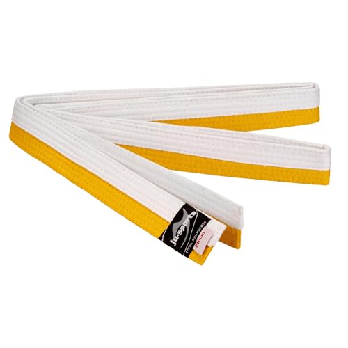 Ju-Sports Budogürtel - weiß/gelb, Baumwolle I Kampfsport Gürtel Für Budo-Sportarten, Judo, Karate uvm. I Ca. 4 cm breiter Martial Arts Gürtel I 200 cm Ju-Sports Budogürtel - weiß/gelb, Baumwolle I Kampfsport Gürtel Für Budo-Sportarten, Judo, Karate uvm. I Ca. 4 cm breiter Martial Arts Gürtel I 200 cm von Ju-Sports
