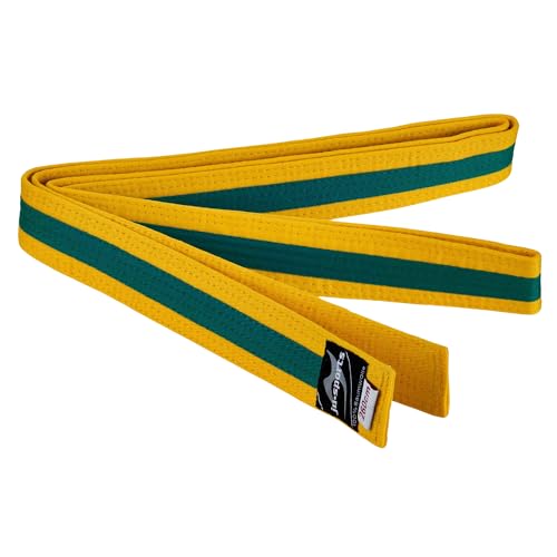 Ju-Sports Budogürtel - gelb/grün/gelb, Baumwolle I Kampfsport Gürtel Für Budo-Sportarten, Judo, Karate uvm. I Ca. 4 cm breiter Martial Arts Gürtel I 240 cm von Ju-Sports