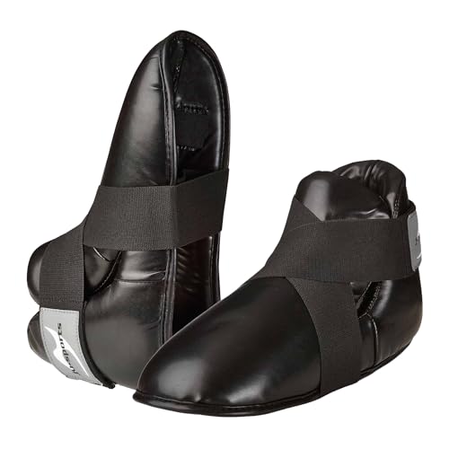 Ju-Sports Fußschutz - schwarz I Gepolsterter Kampfsport & Kickboxen Fußschutz mit Klettband & Zehenschlaufen I Kunstlederbespannte Schaumstoffdämpfung I Größe M Ju-Sports Fußschutz - schwarz I Gepolsterter Kampfsport & Kickboxen Fußschutz mit Klettband & Zehenschlaufen I Kunstlederbespannte Schaumstoffdämpfung I Größe M von Ju-Sports