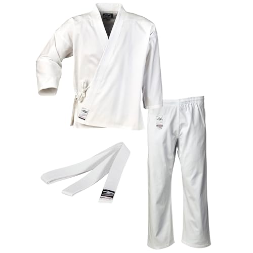 Ju-Sports Karate Anzug to start Weiß 200 I Klassischer Karateanzug für Kinder & Erwachsene I Karate Kimono inkl. weißem Gürtel I Hose mit Kickzwickel I 100% Baumwolle von Ju-Sports