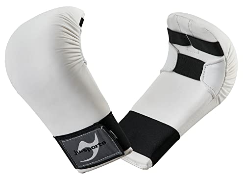 Ju-Sports Karate Handschuhe - weiß, Kunstleder I Gepolsterter Hände Schutz für Training & Wettkampf I Karate Handschutz mit 2 Schlaufen ohne Daumen I Größe M Ju-Sports Karate Handschuhe - weiß, Kunstleder I Gepolsterter Hände Schutz für Training & Wettkampf I Karate Handschutz mit 2 Schlaufen ohne Daumen I Größe M von Ju-Sports