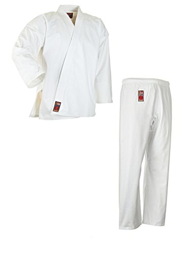 Ju-Sports Karate Anzug to start Weiß 140 I Klassischer Karateanzug für Kinder & Erwachsene I Karate Kimono inkl. weißem Gürtel I Hose mit Kickzwickel I 100% Baumwolle von Ju-Sports