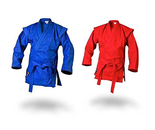 Ju-Sports Sambo Jacke - Kurtka - Blau 160 I Klassische Sambojacke inkl. Gürtel I Robuste Jacke im Kurtka-Schnitt mit Schulterabsätzen & Gürtelschlaufen I 100% Baumwolle von Ju-Sports