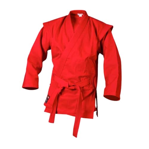 Ju-Sports Sambo Jacke - Kurtka - Rot 160 I Klassische Sambojacke inkl. Gürtel I Robuste Jacke im Kurtka-Schnitt mit Schulterabsätzen & Gürtelschlaufen I 100% Baumwolle Ju-Sports Sambo Jacke - Kurtka - Rot 160 I Klassische Sambojacke inkl. Gürtel I Robuste Jacke im Kurtka-Schnitt mit Schulterabsätzen & Gürtelschlaufen I 100% Baumwolle von Ju-Sports