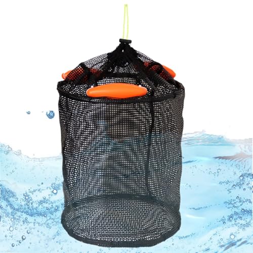 Jubepk Fishing Net Bag, Floating Fish Net Basket, Kayak Fishing Accessories Fish Cage, Floating Fish Basket with Drawstring, Foldable Fish Basket for Lakes and Reservoirs, Easy Storage, Kayak Fishing von Jubepk