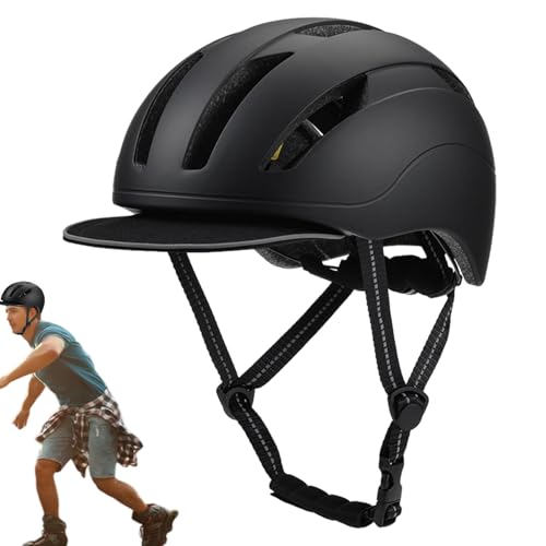 Jubepk Skate-Helm | Skateboard-Helm | Skating-Kopfbedeckung, verstellbare Schutzkopfbedeckung zum Skaten, 57-61 cm, Schutzhelm mit Kinnriemen für Snowboarden & Outdoor-Aktivitäten von Jubepk