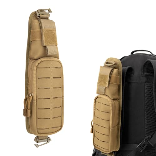 Jueachy Molle Tasche, Molle Zubehör mit Reißverschlusstasche: Klein Handytasche Taktische Tasche Schultergurt Taschen - Tactical Molle Pouch Rucksack Zubehör für EDC Taschenlampe Sonnenbrille Khaki von Jueachy