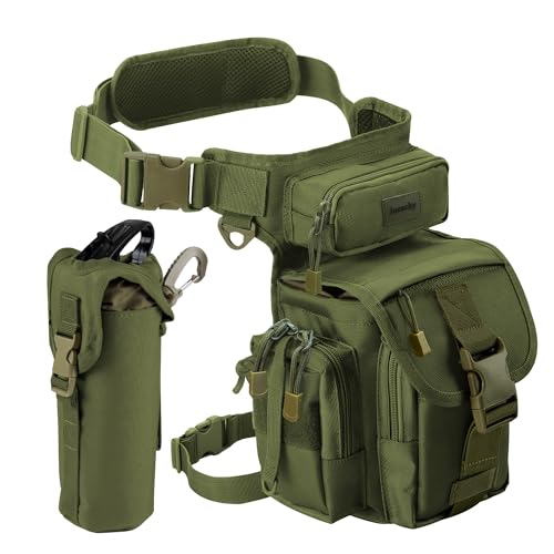 Jueachy Taktisch Beintasche Wasserdicht Bein Taschen Herren Motorrad Beinbeutel Hüfttasche Drop Leg Bag Militär Hüft Gürteltasche Wandertasche Werkzeug Tasche mit Flasche Tasche für Camping Fishing von Jueachy