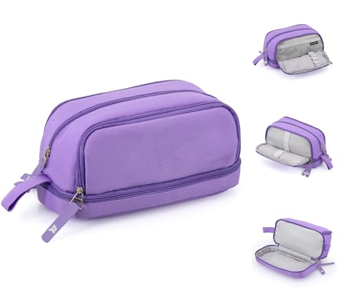 Julian Ross 4-in-1 Federmäppchen mit 4 Fächern für Schule oder Freizeit, Kosmetiktasche für Mädchen, Stifteköcher für Kinder, mehrere Fächer, violett, Mäppchen von Julian Ross