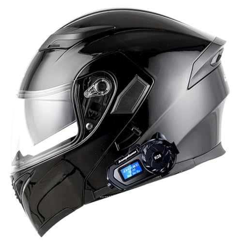 Bluetooth Motorradhelm Klapphelm Modulare Helm,DOTECE Zertifiziert Integralhelm mit Doppelvisier mit Eingebautem Mikrofon für Automatische Reaktion, für Erwachsene Frauen Männer 9,M=57-58CM von JunPing