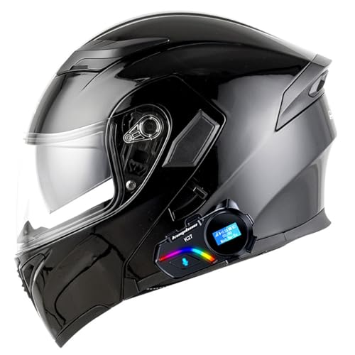 Bluetooth Motorradhelm Klapphelm Modulare Helm,Helm Motorrad Mit ECEDOT Zertifizierung Integralhelm Mit Doppelvisier Eingebautem Mikrofon Modulare Helm Für Motorradhelm Herren Damen 9,M=57-58CM von JunPing