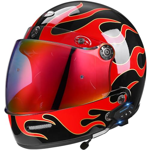 Bluetooth Motorradhelm Klapphelm Motorrad Mann Frau Modularer Vollgesichtshelm mit Visier, Moped-Roller-Helm für Erwachsene mit Neunteiliger Schnellverschlussschnalle, ECEDOT geprüft 17,L=59-60CM von JunPing