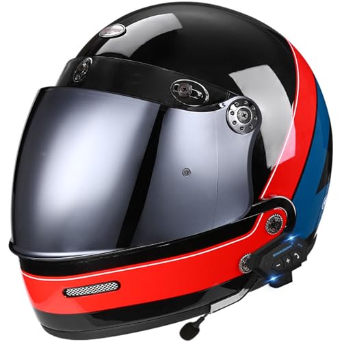 Bluetooth Motorradhelm Klapphelm Motorrad Mann Frau Modularer Vollgesichtshelm mit Visier, Moped-Roller-Helm für Erwachsene mit Neunteiliger Schnellverschlussschnalle, ECEDOT geprüft 21,2XL=63-64CM von JunPing