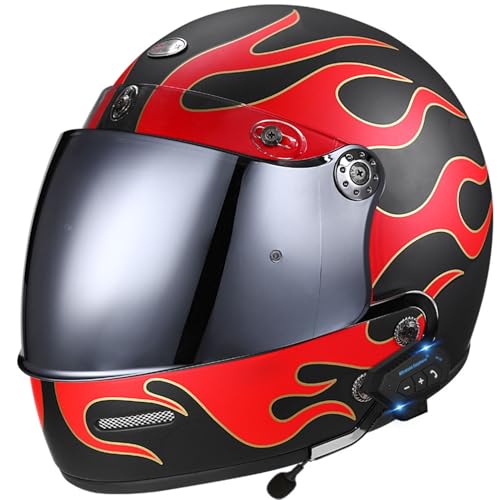 Bluetooth Motorradhelm Klapphelm Motorrad Mann Frau Modularer Vollgesichtshelm mit Visier, Moped-Roller-Helm für Erwachsene mit Neunteiliger Schnellverschlussschnalle, ECEDOT geprüft 5,XL=61-62CM von JunPing