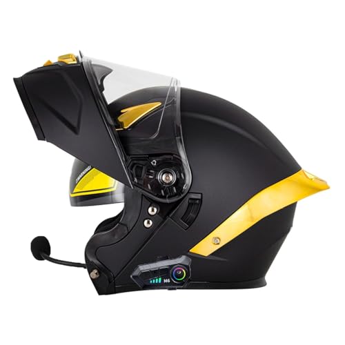 Bluetooth Motorradhelm mit Doppelvisier, Motorrad Herren Damen Modularhelm Klapphelm mit Dual-Lautsprecher-Headset Automatische Anrufannahme, Integralhelm Fahrradhelm ECEDOT geprüft 6,XXL=63~64cm von JunPing