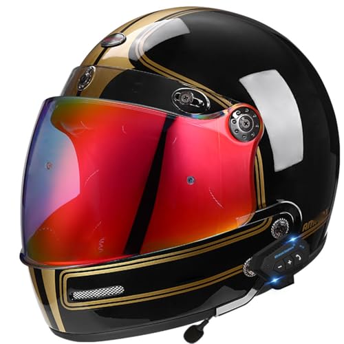 Bluetooth Motorradhelm mit Visier, Motorrad Herren Damen Modularhelm Klapphelm mit Dual-Lautsprecher-Headset Automatische Anrufannahme, Integralhelm Fahrradhelm ECEDOT geprüft 62,L=59-60CM von JunPing