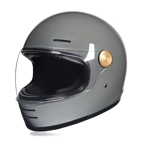 Full face Motorrad Helm Vintage Integralhelm Motorrad Scooter Retro Classic Crash Racing Touring ECEDOT geprüfter Helm,Atmungsaktiv und Warm für Erwachsene Männer Women 4,2XL=63-64CM von JunPing