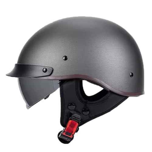 Halbhelme Motorradhelm Halbschalenhelm mit DOT/ECE Genehmigt Brain-Cap, Motorrad Half Helm Mit Visier, Halbschale Roller-Helm Scooter-Helm Jet-Helm Retro für Erwachsene Herren Damen 8,M=57-58CM von JunPing